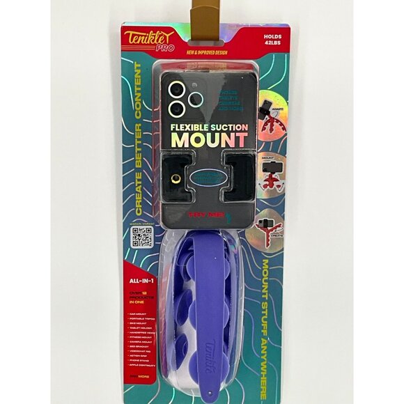 Tenikle Pro Flexible Suction Mount All-In-1 Cellphone Tablet Holder Blue - Picture 1 of 4